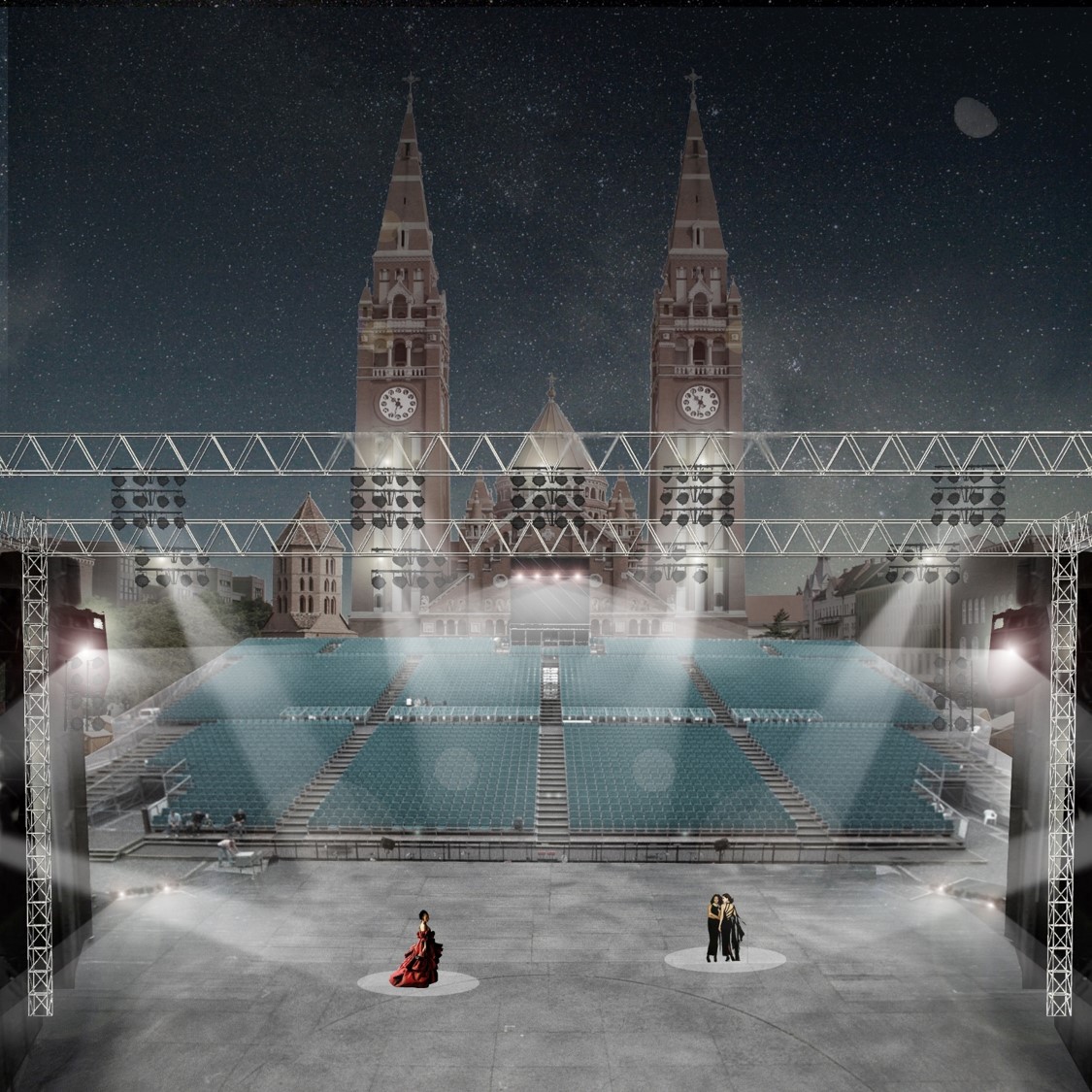 A Szegedi Szabadtéri Játékok megfordított színpadának látványterve